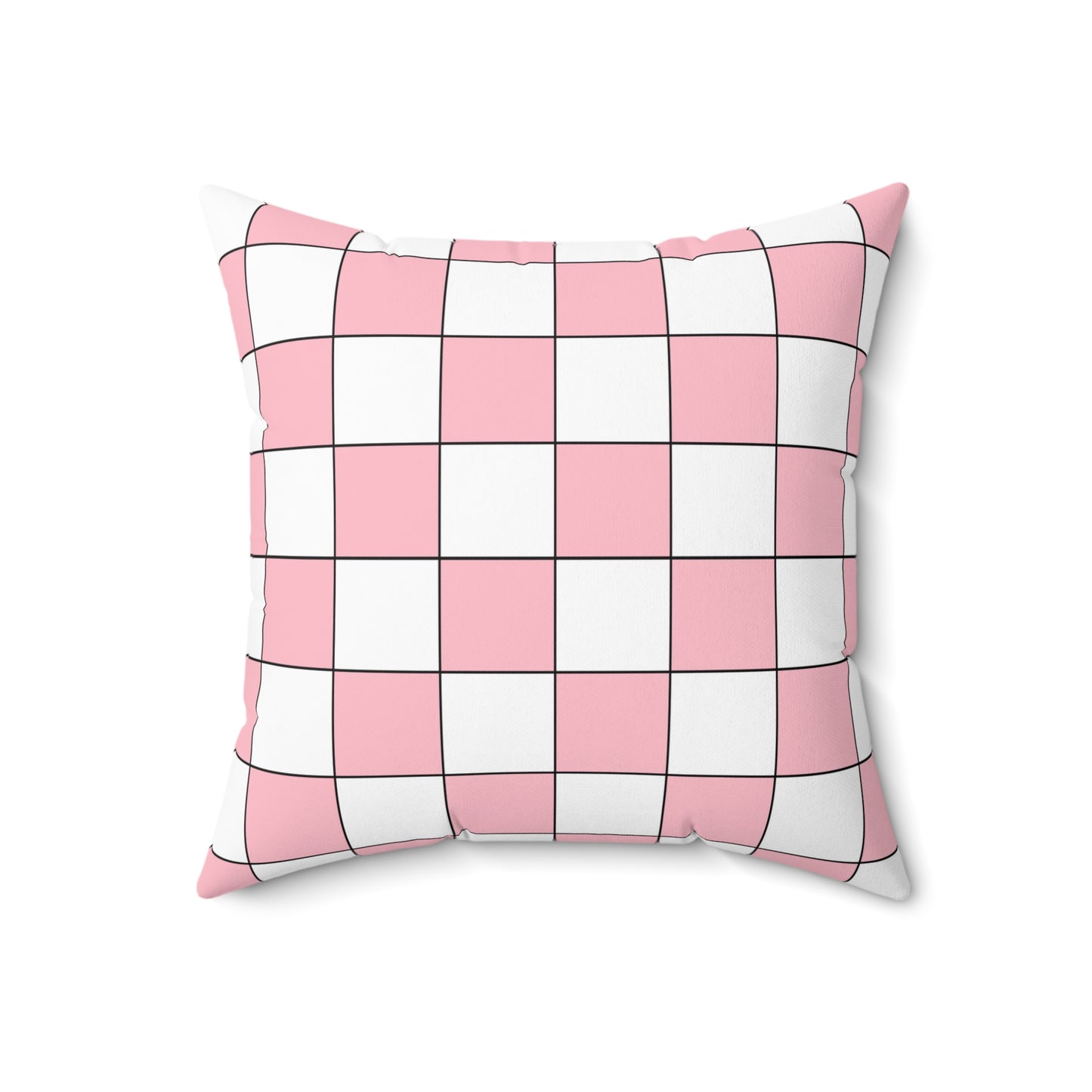 Pink, White Retro Check Cushion Pillow