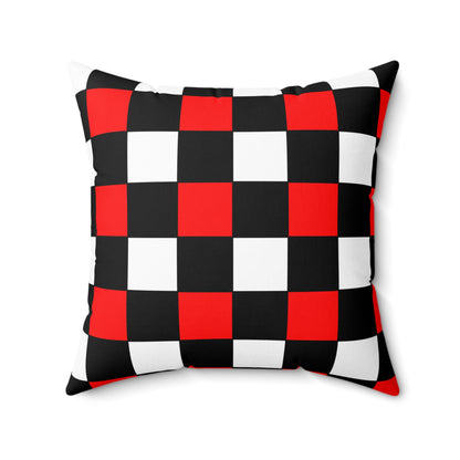 Black, White, Red Retro Check Cushion Pillow