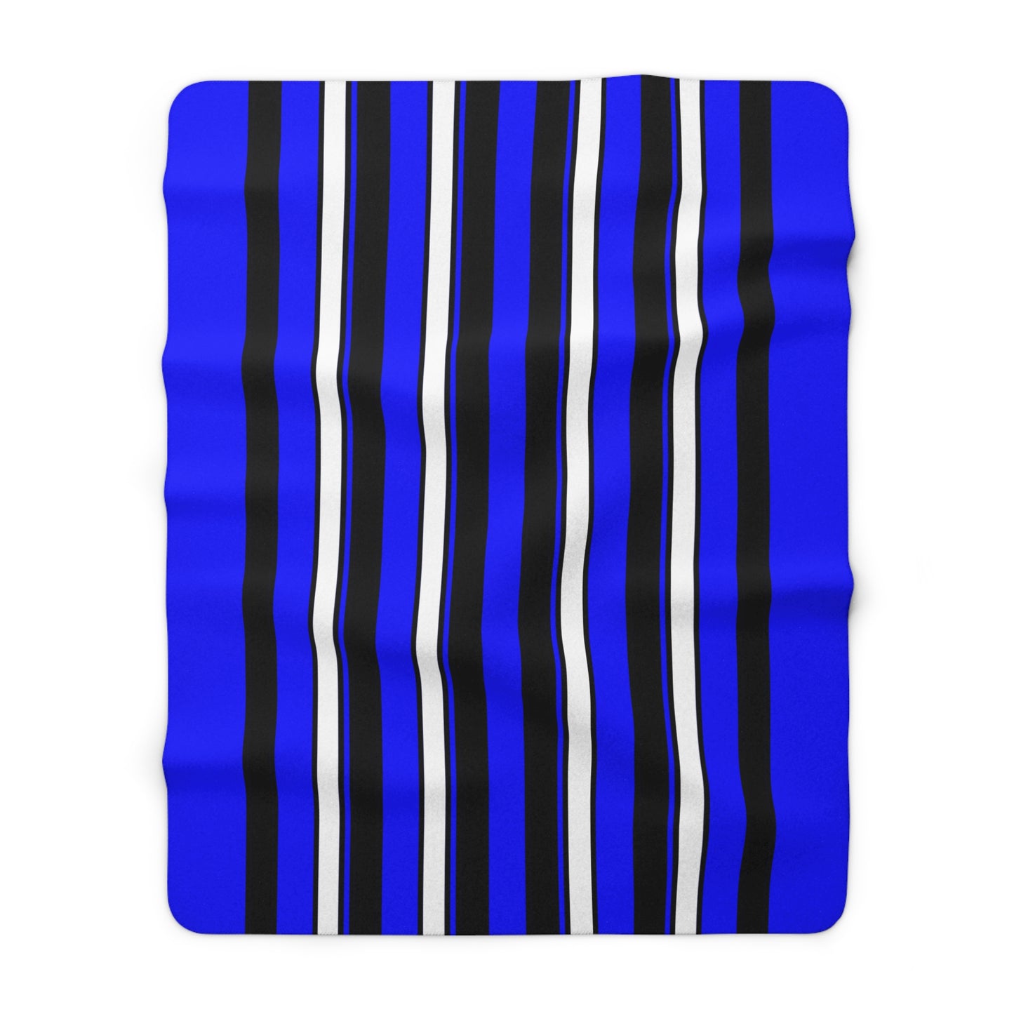 Blue, Black, White Retro Stripes Blanket Throw