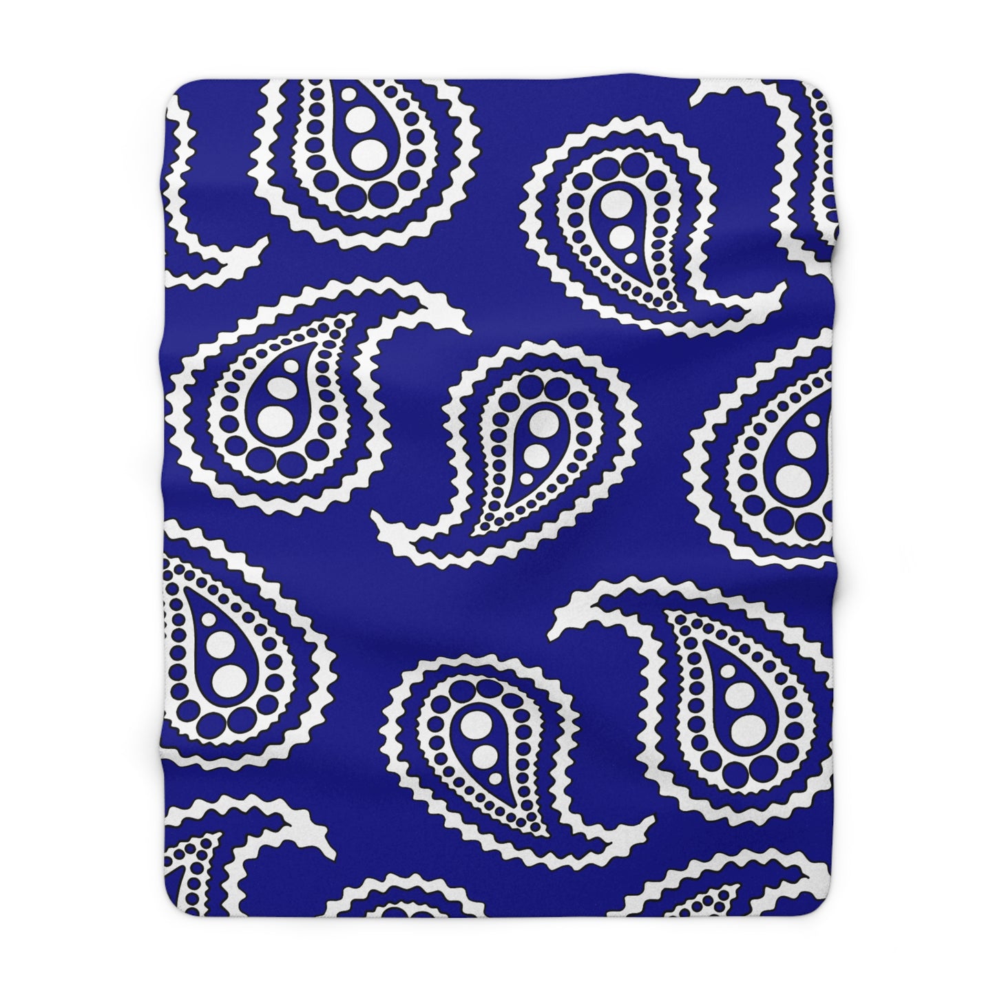 Dark Blue, White Retro Paisley Blanket Throw