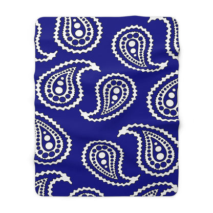 Dark Blue, White Retro Paisley Blanket Throw
