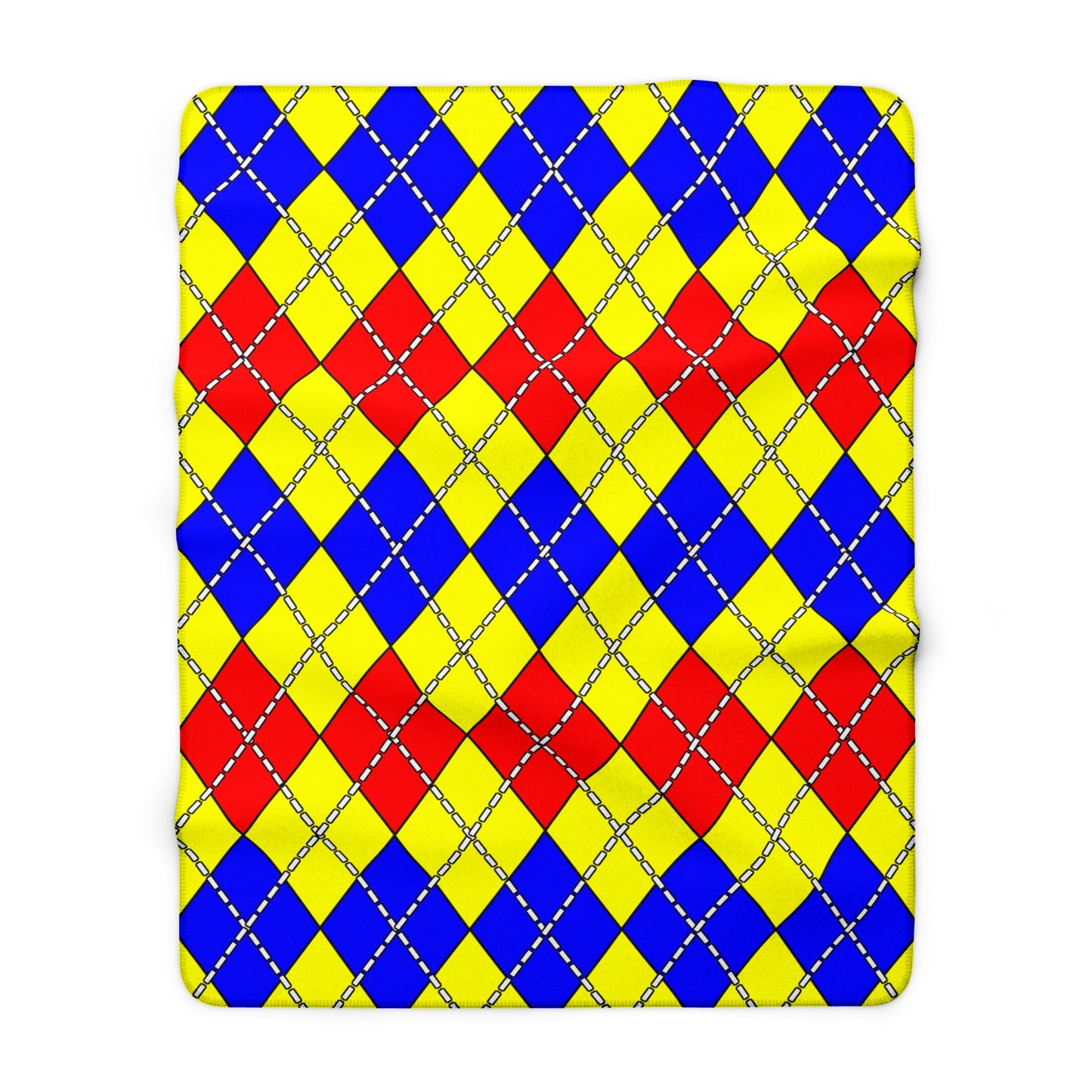 Yellow, Blue, Red Retro Argyle Blanket Throw