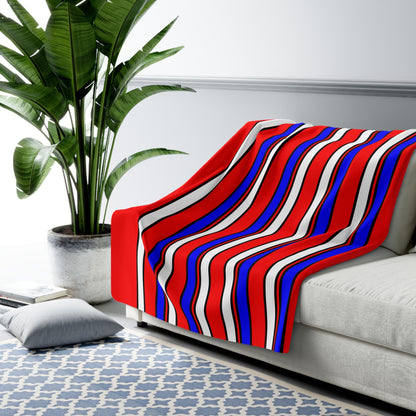 Red, White, Blue Retro Stripes Blanket Throw