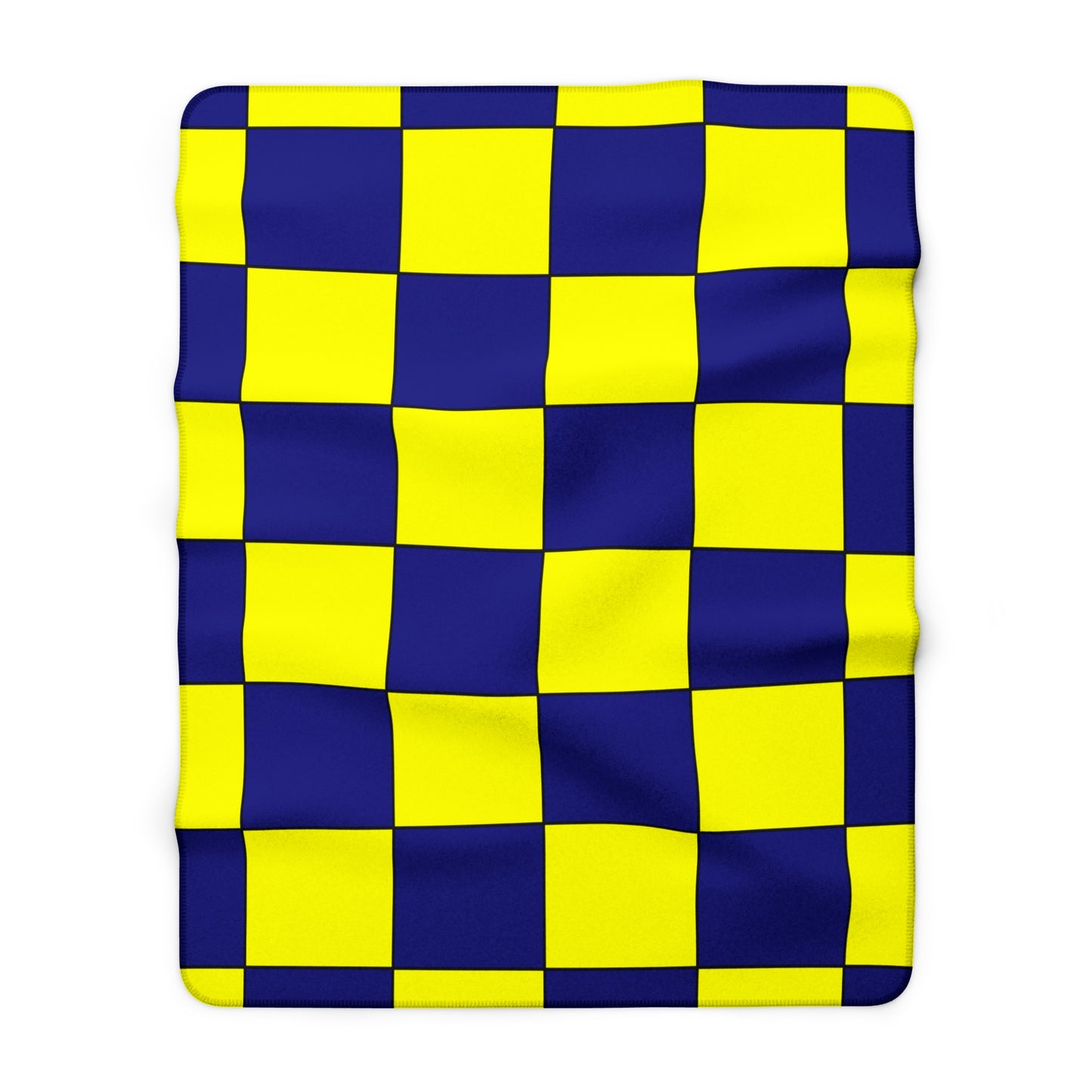 Navy Blue, Yellow Retro Check Blanket Throw
