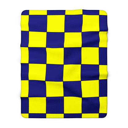 Navy Blue, Yellow Retro Check Blanket Throw