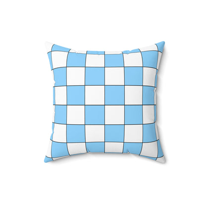 Light Blue, White Retro Check Cushion Pillow
