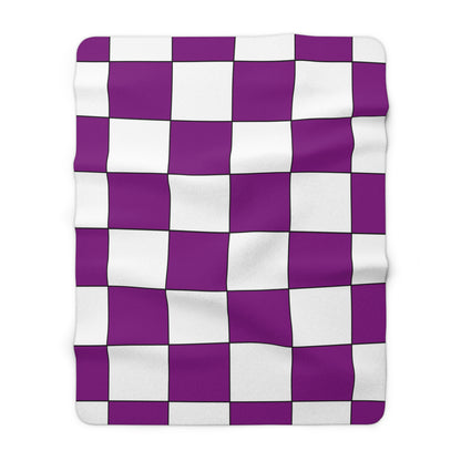 Purple, White Retro Check Blanket Throw