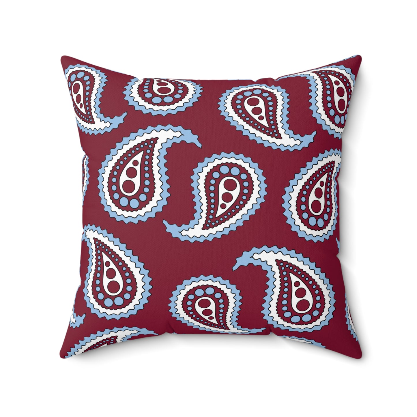 Claret, Blue, White Retro Paisley Cushion Pillow