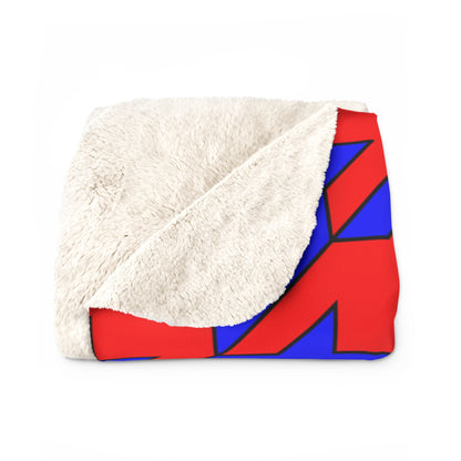 Blue, Red Retro Houndstooth Blanket Throw