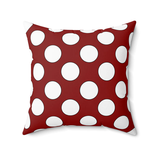 Dark Red, White Retro Polka Dots Cushion Pillow