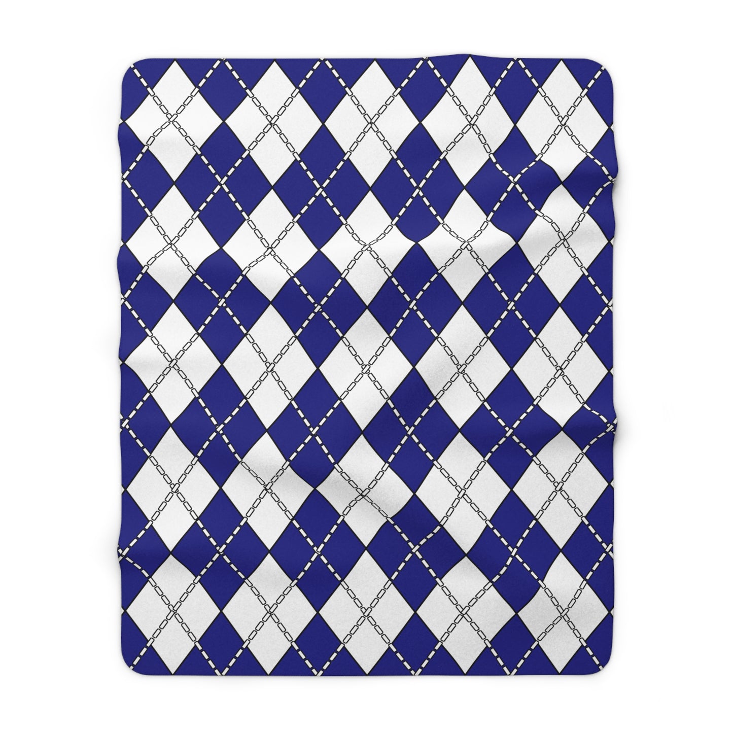 Navy Blue, White Retro Argyle Blanket Throw
