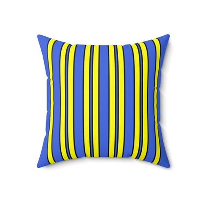 Royal Blue, Yellow Retro Stripes Cushion Pillow