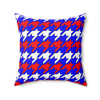 Blue, White, Red Retro Houndstooth Cushion Pillow