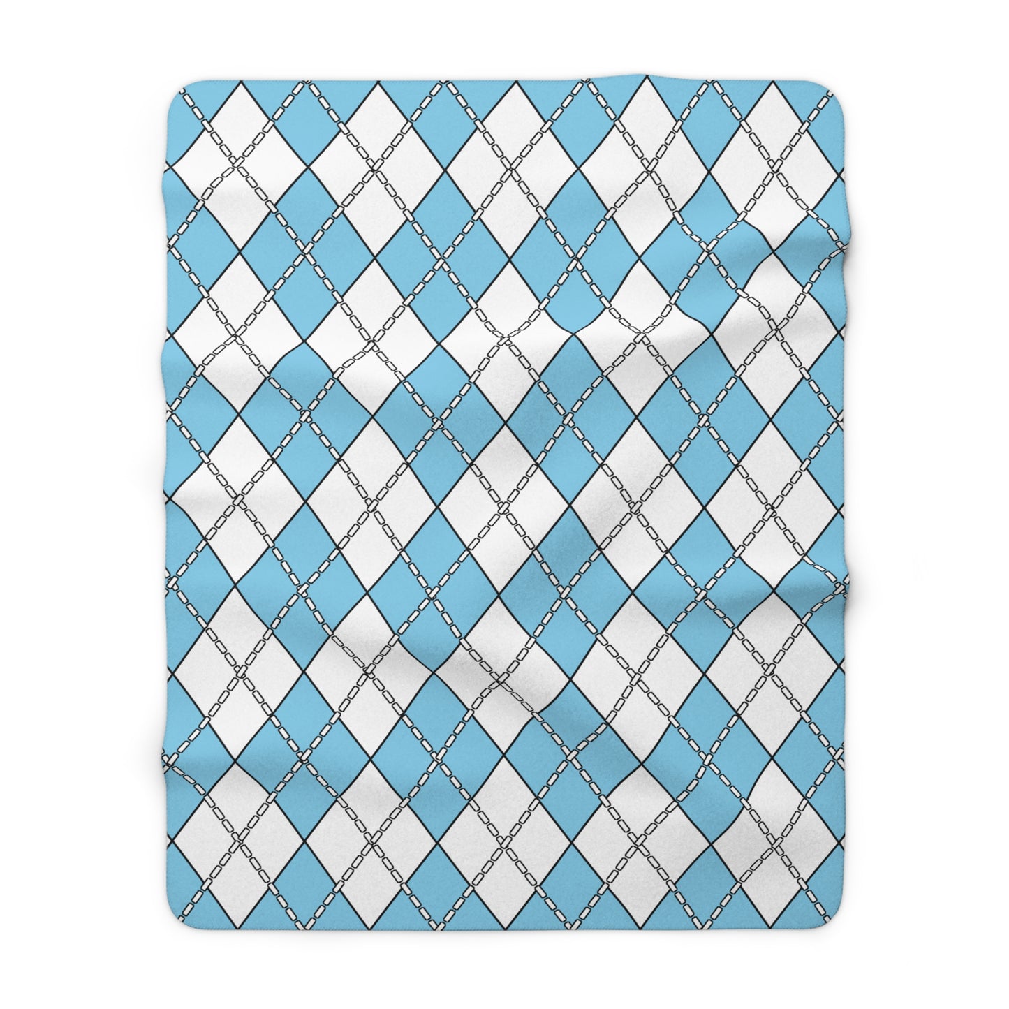 Sky Blue, White Retro Argyle Blanket Throw
