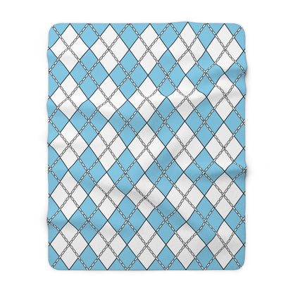 Sky Blue, White Retro Argyle Blanket Throw