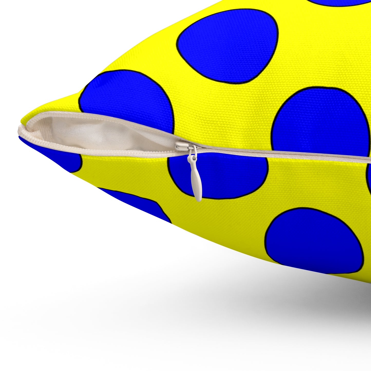 Yellow, Blue Retro Polka Dots Cushion Pillow