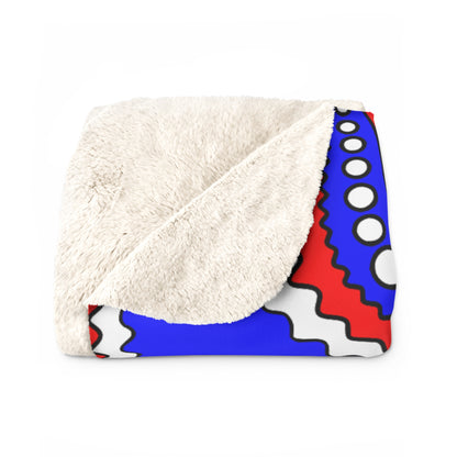 Blue, White, Red Retro Paisley Blanket Throw