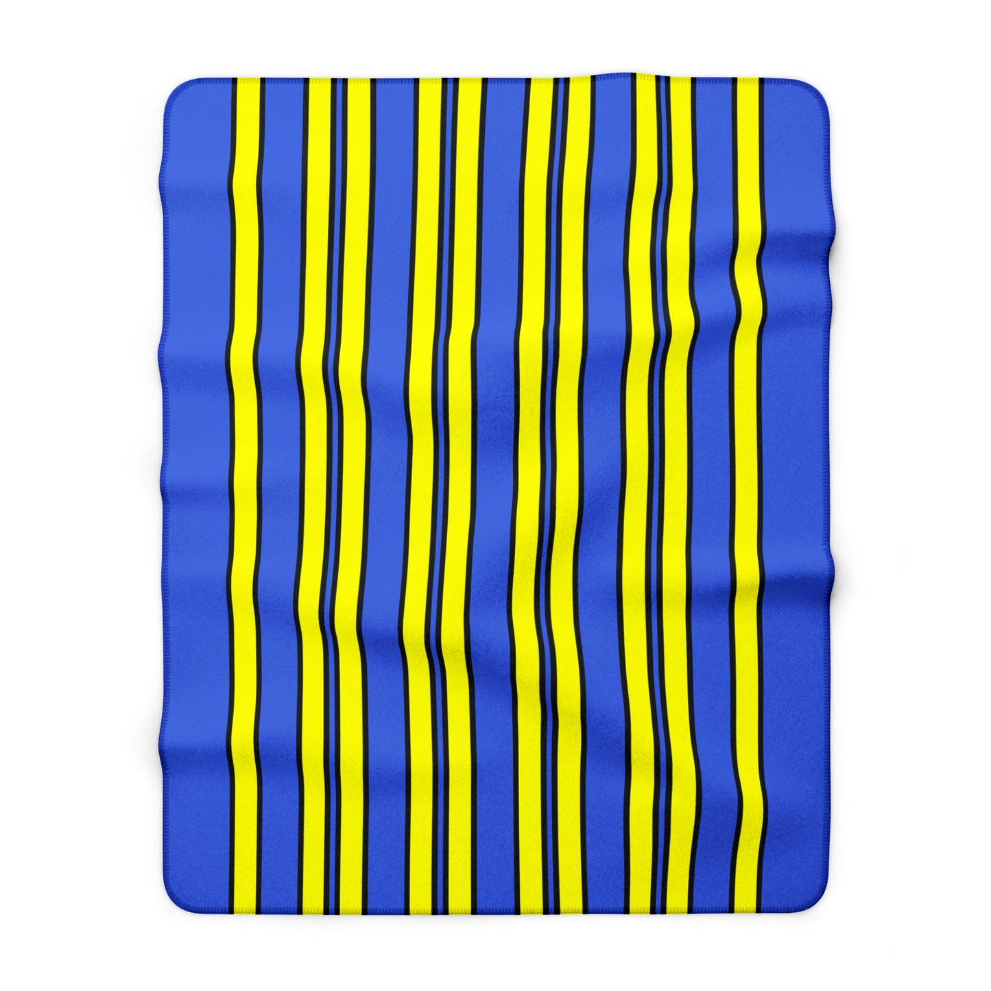 Royal Blue, Yellow Retro Stripes Blanket Throw