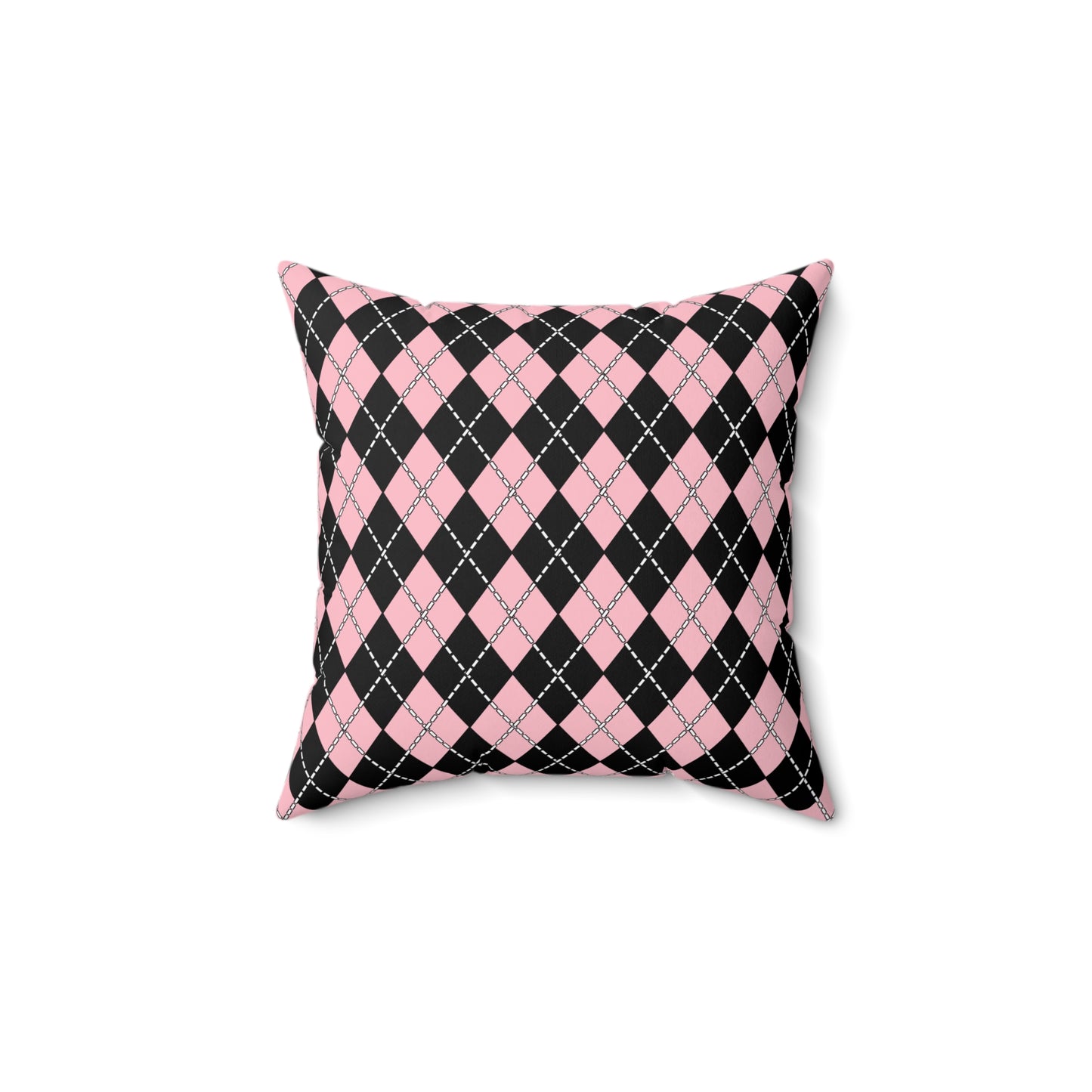 Pink, Black Retro Argyle Cushion Pillow