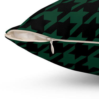 Dark Green, Black Retro Houndstooth Cushion Pillow