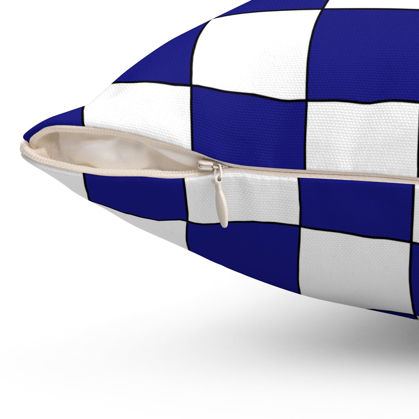 Navy Blue, White Retro Check Cushion Pillow
