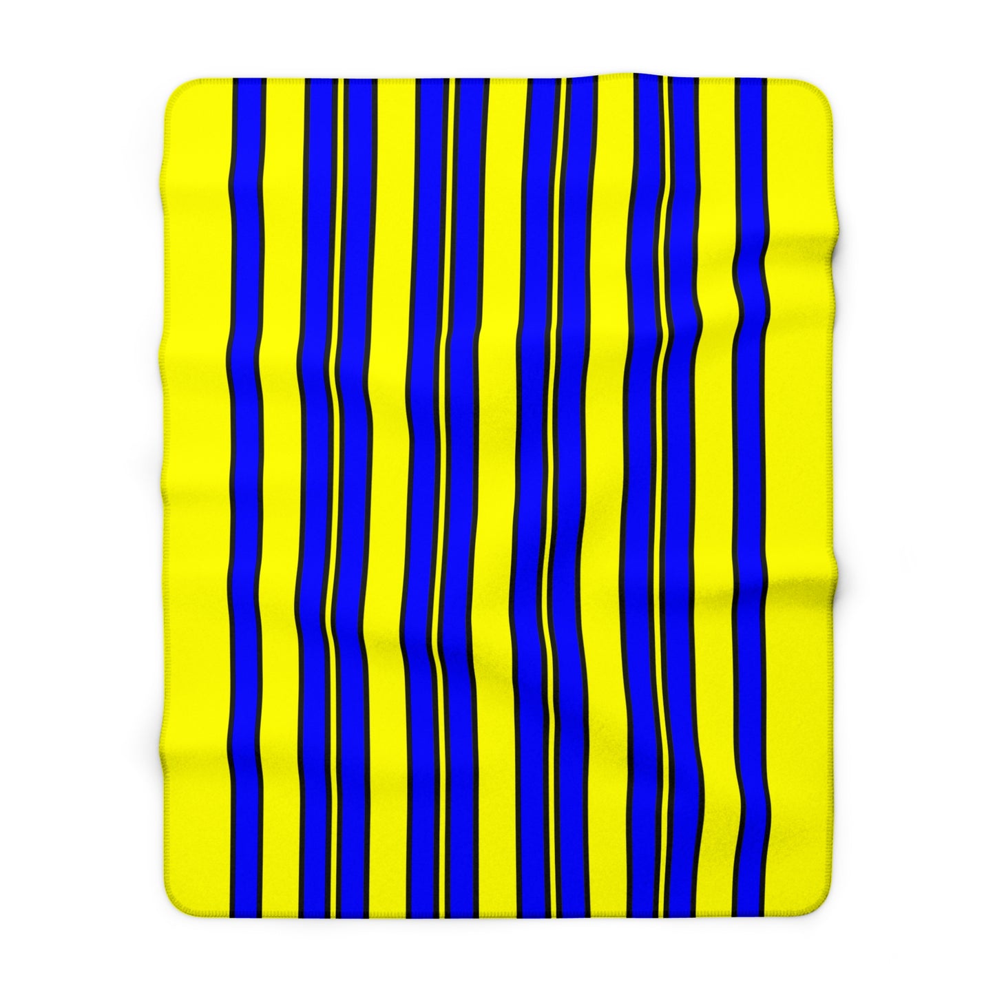 Yellow, Blue Retro Stripes Blanket Throw