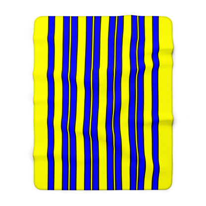 Yellow, Blue Retro Stripes Blanket Throw