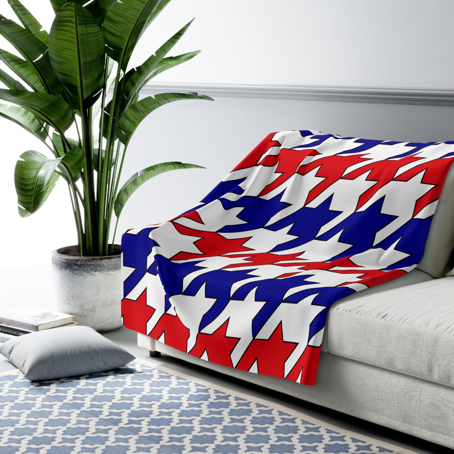 Saint Pierre And Miquelon Retro Houndstooth Blanket Throw