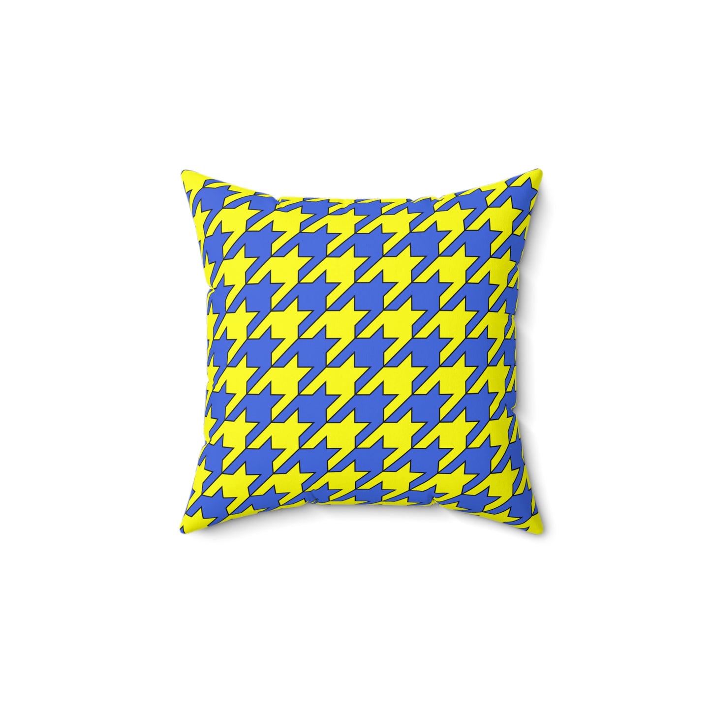 Royal Blue, Yellow Retro Houndstooth Cushion Pillow