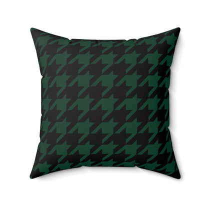 Dark Green, Black Retro Houndstooth Cushion Pillow