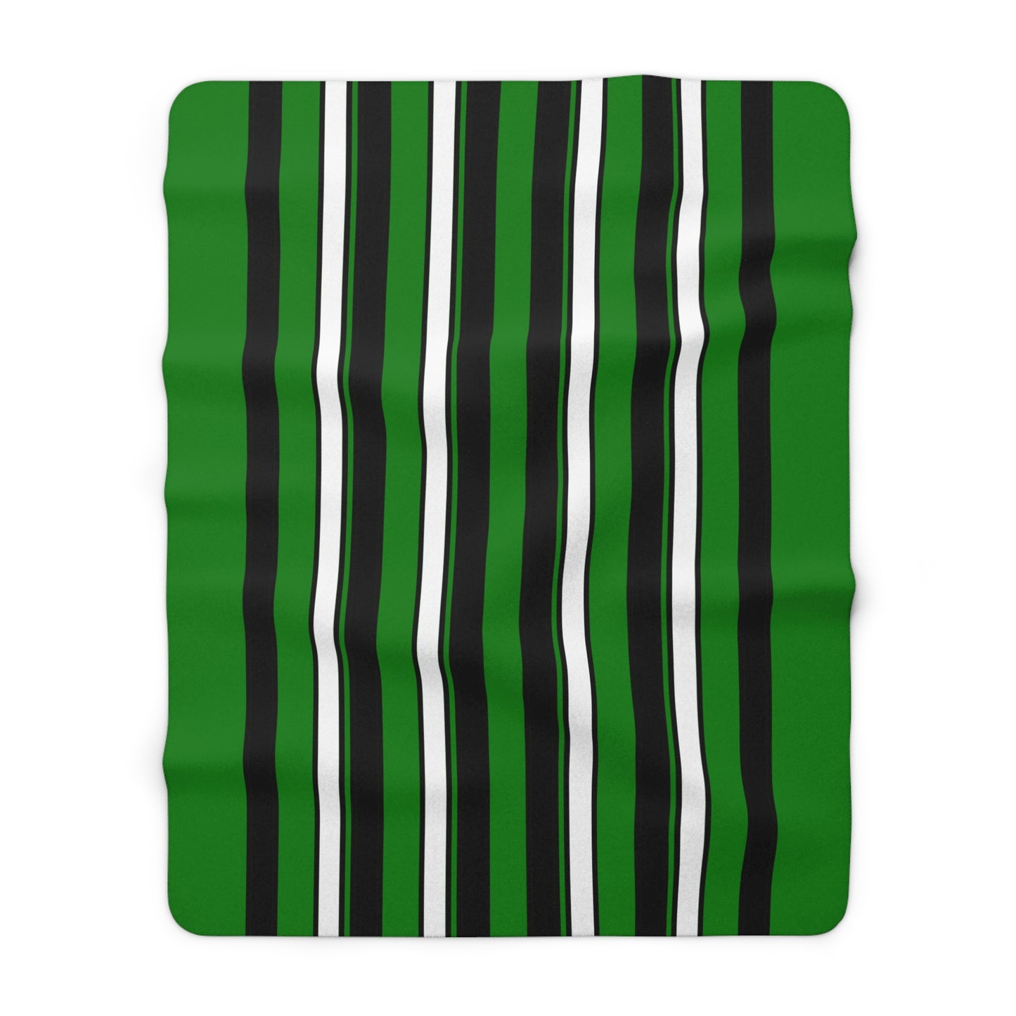 Green, Black, White Retro Stripes Blanket Throw