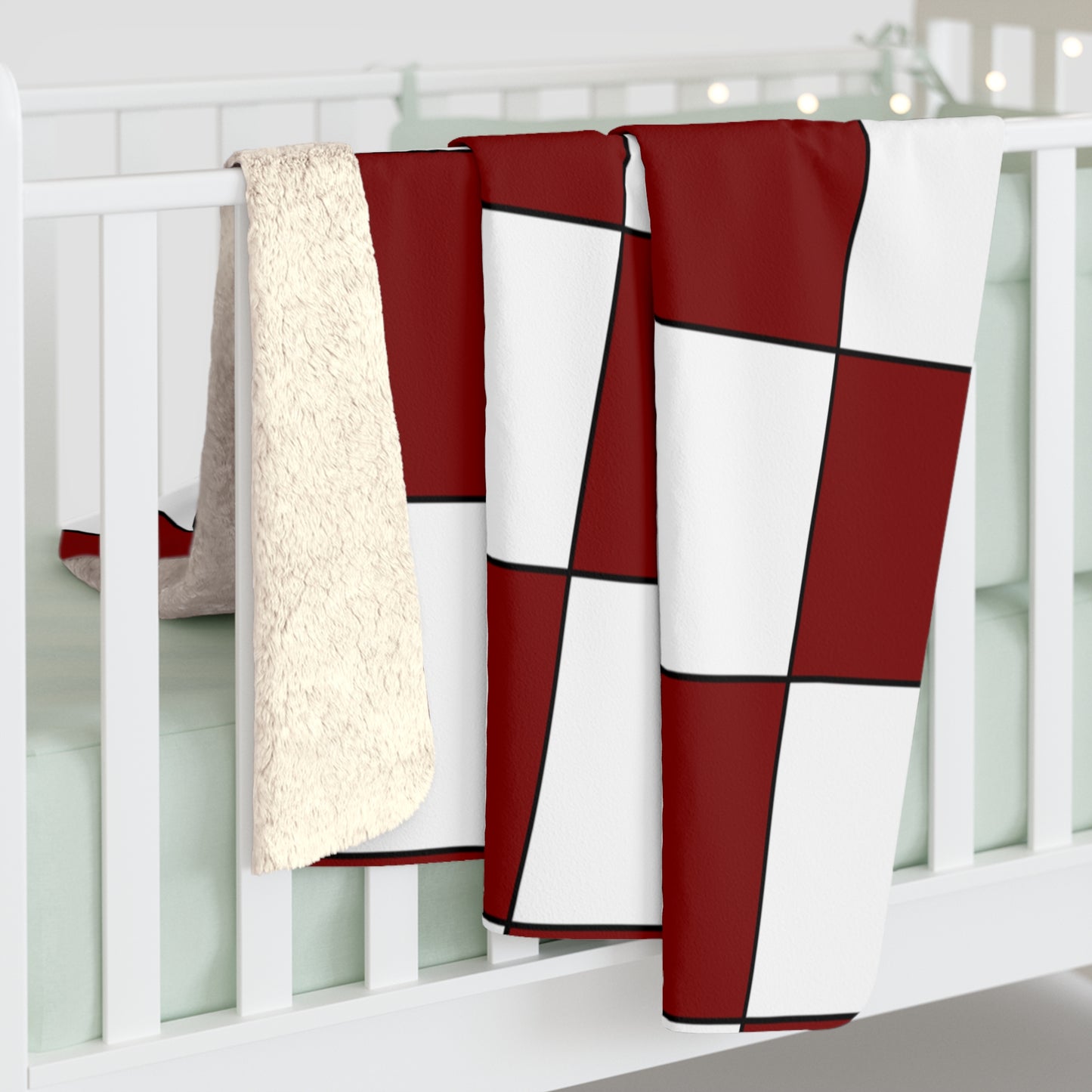 Maroon, White Retro Check Blanket Throw
