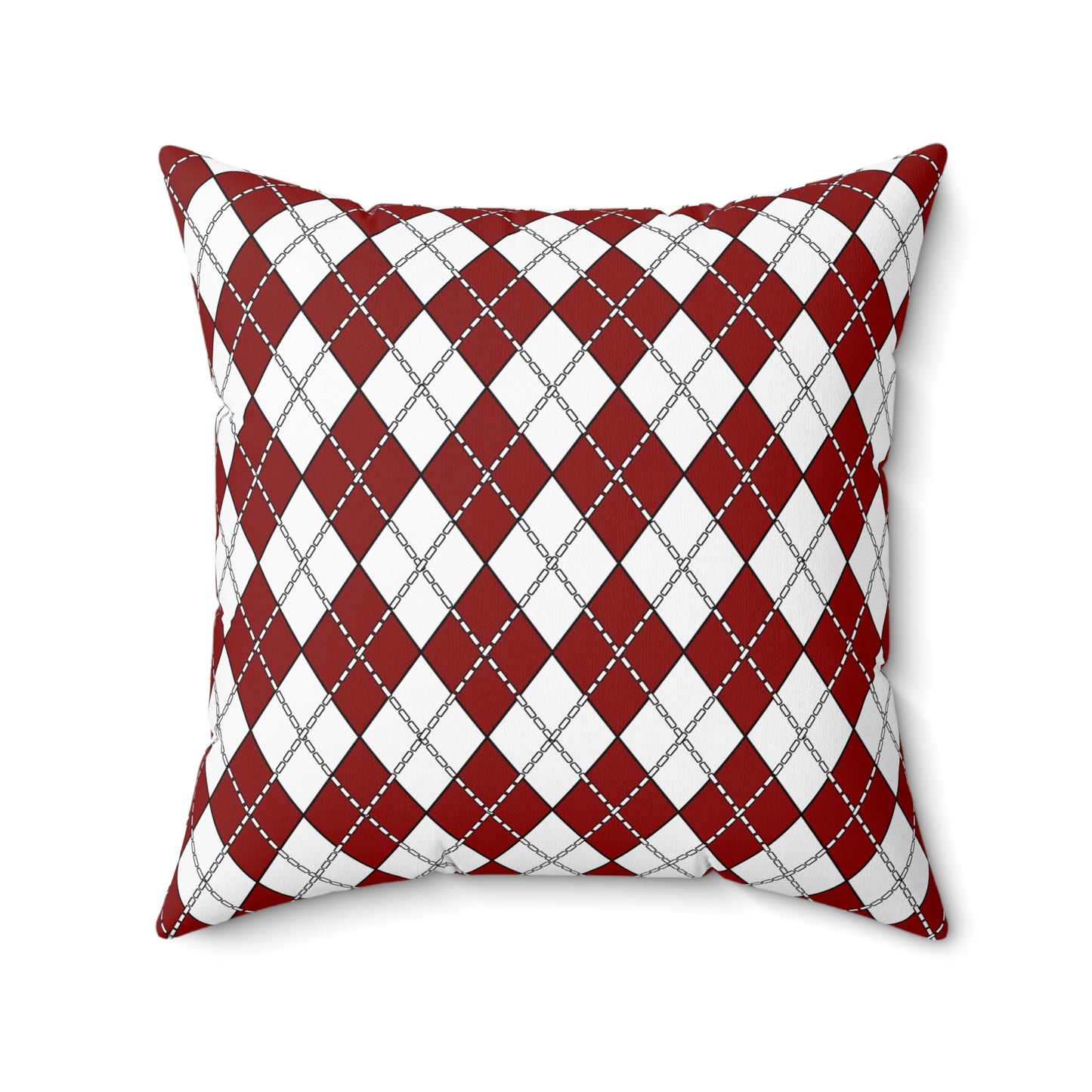 Dark Red, White Retro Argyle Cushion Pillow