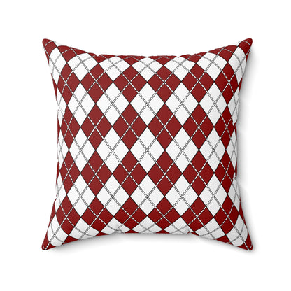 Dark Red, White Retro Argyle Cushion Pillow