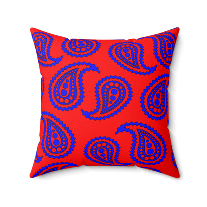 Red, Blue Retro Paisley Cushion Pillow