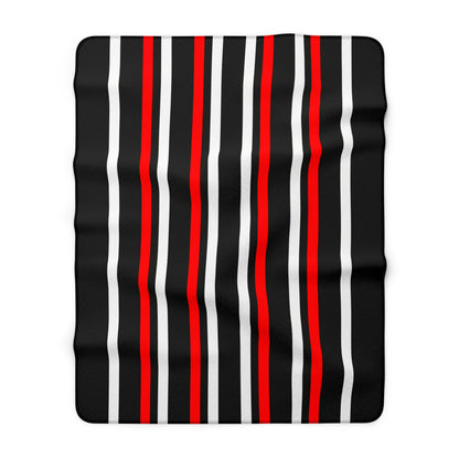 Black, White, Red Retro Stripes Blanket Throw