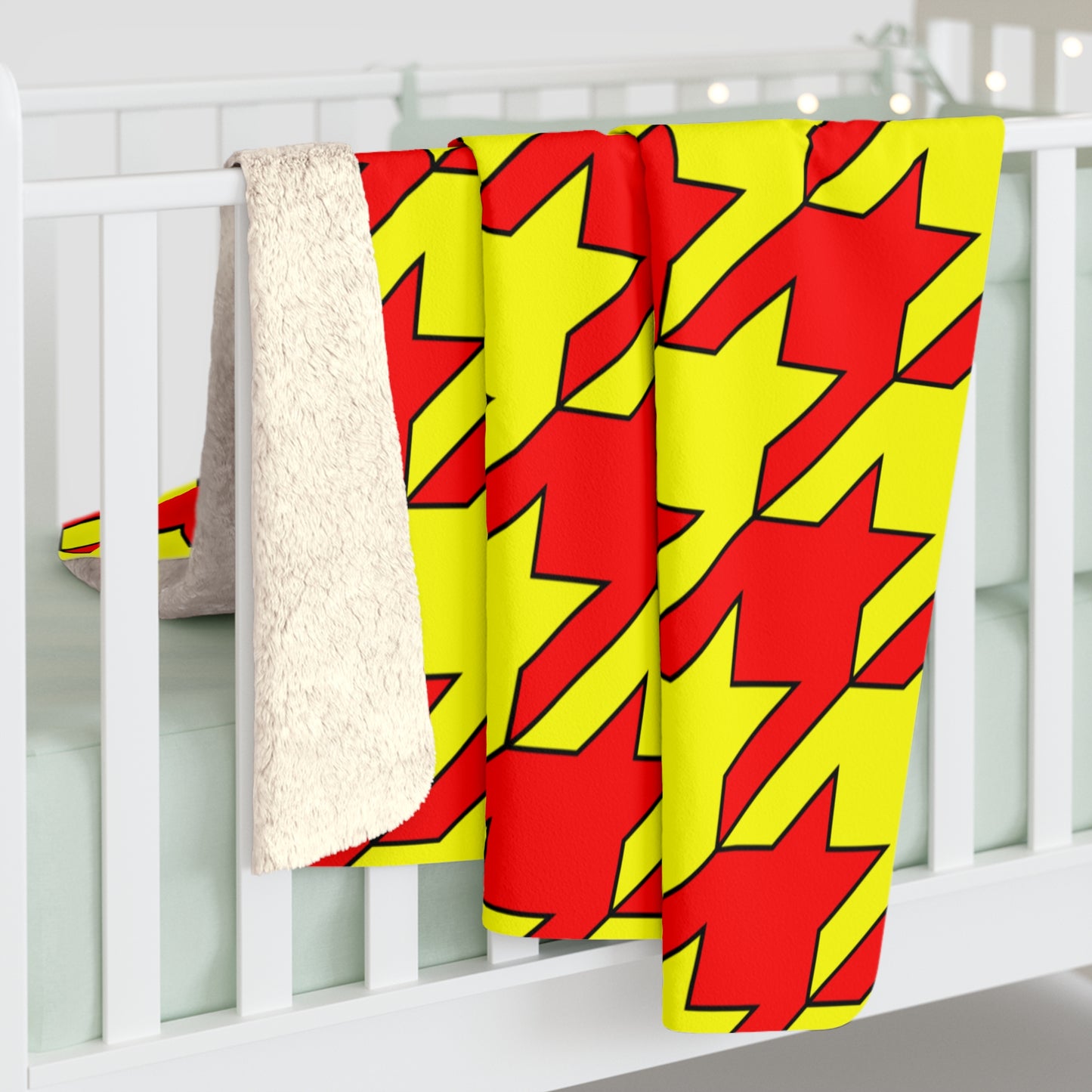 Red, Yellow Retro Houndstooth Blanket Throw