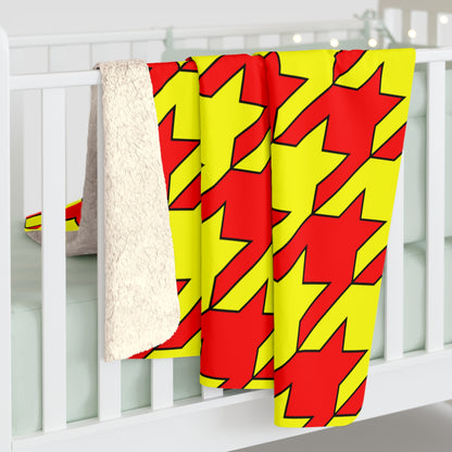 Red, Yellow Retro Houndstooth Blanket Throw