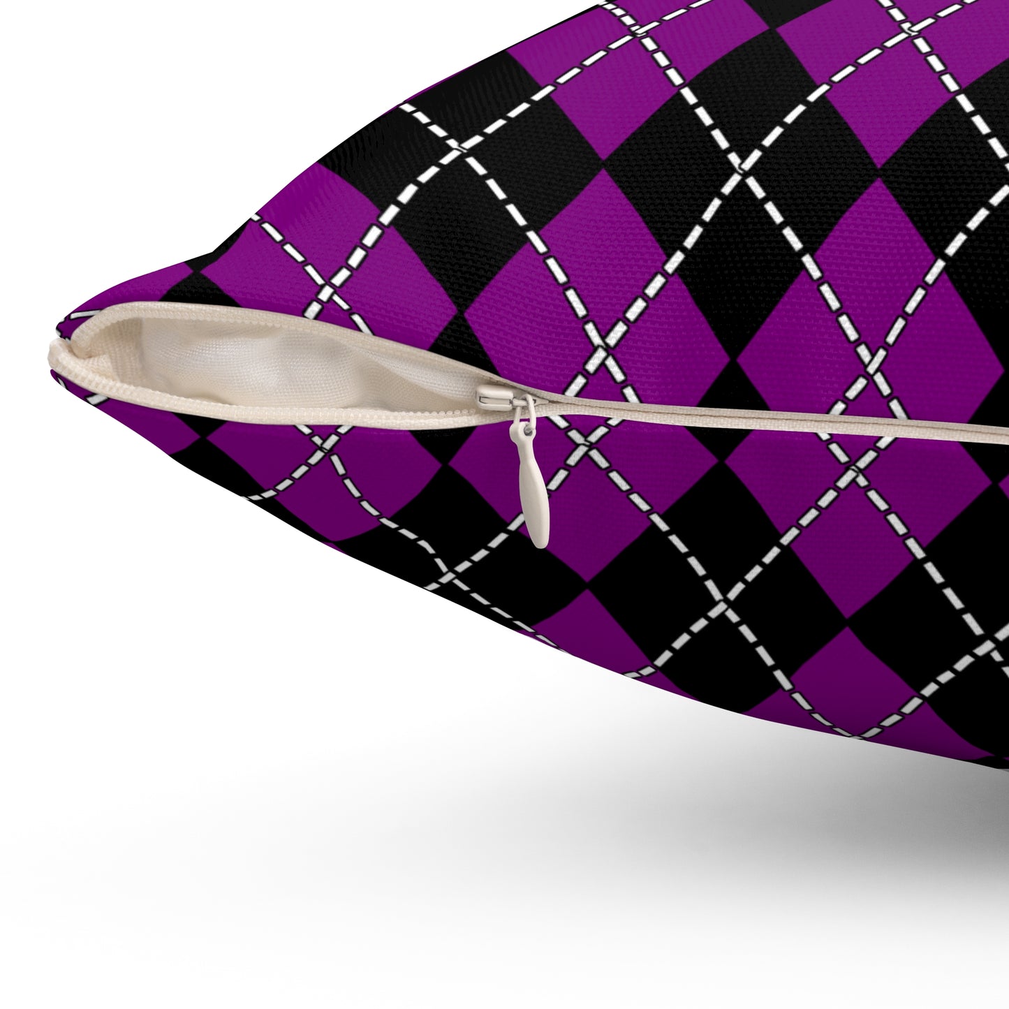 Purple, Black Retro Argyle Cushion Pillow