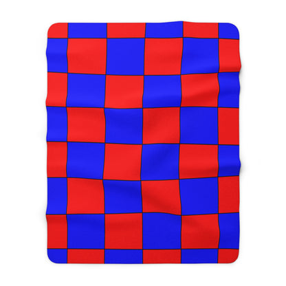 Red, Blue Retro Check Blanket Throw