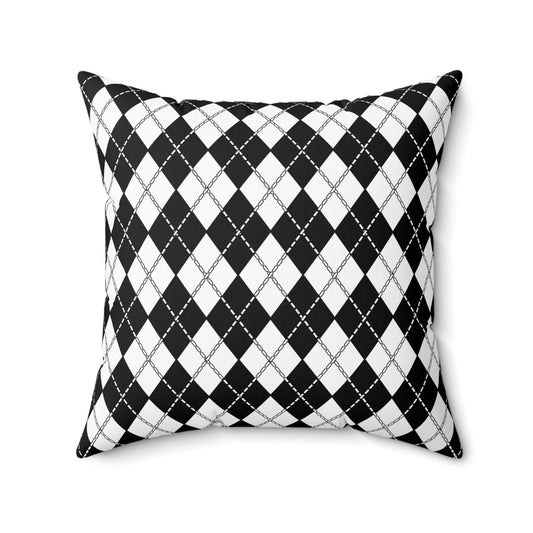 Black, White Retro Argyle Cushion Pillow