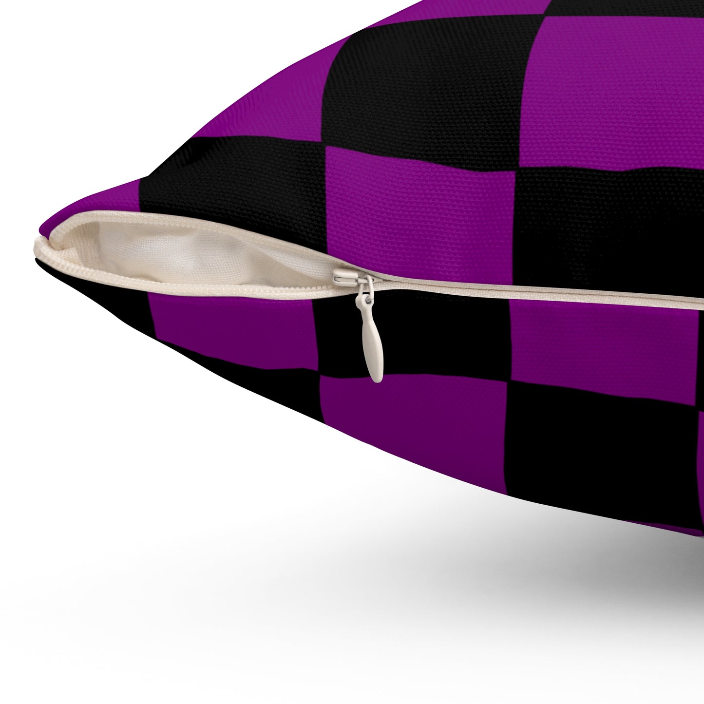 Purple, Black Retro Check Cushion Pillow