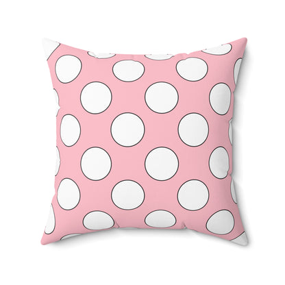 Pink, White Retro Polka Dots Cushion Pillow