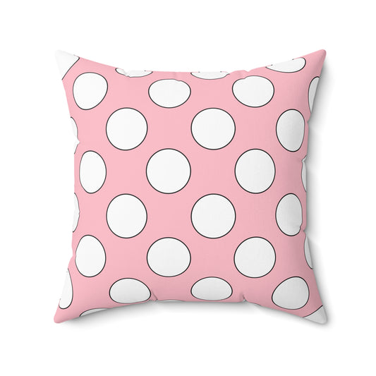 Pink, White Retro Polka Dots Cushion Pillow
