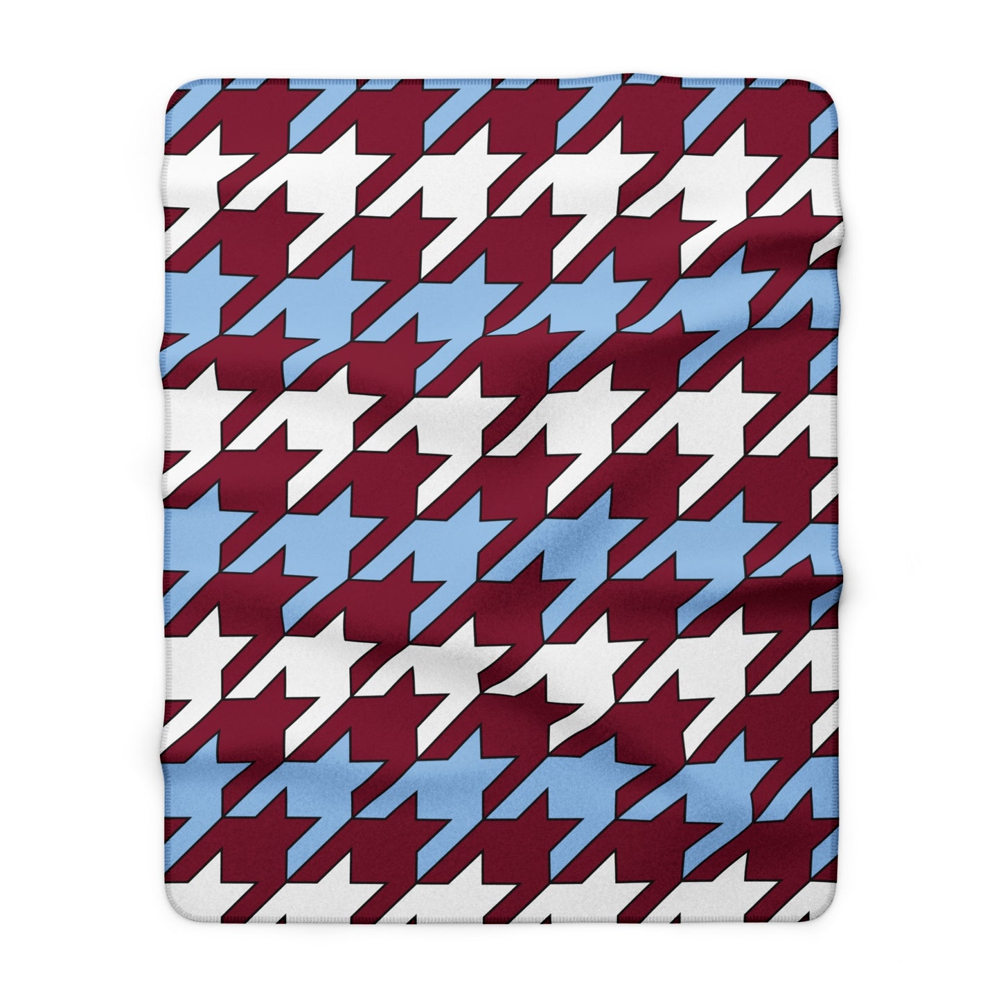 Claret, Blue, White Retro Houndstooth Blanket Throw