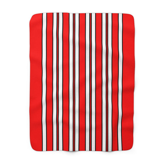 Red, White Retro Stripes Blanket Throw
