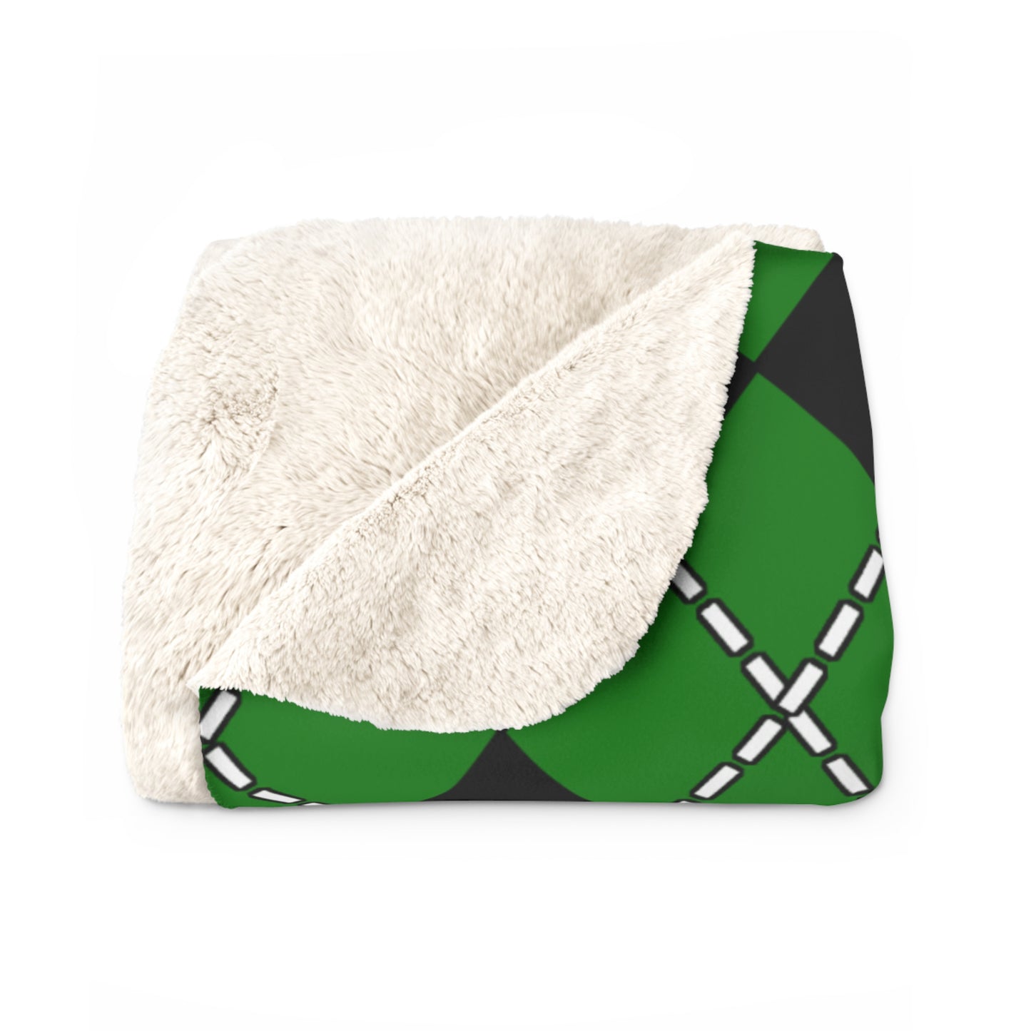 Green, Black Retro Argyle Blanket Throw
