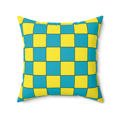 Kazakhstan Retro Check Cushion Pillow