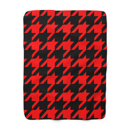 Red, Black Retro Houndstooth Blanket Throw