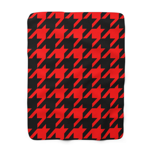 Red, Black Retro Houndstooth Blanket Throw